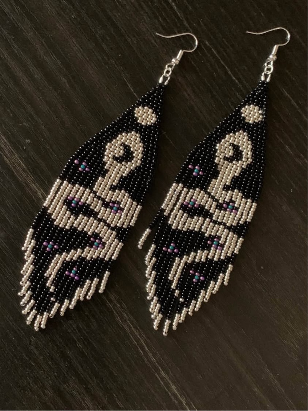Cosmic Snake Seed Bead Fringe Earrings